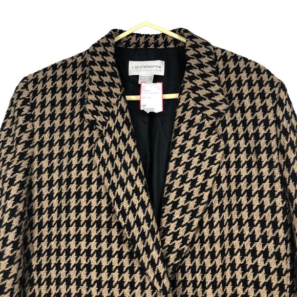 Vintage Liz Claiborne Wool Blend Blazer Jacket Chevron Like Print sz 12P Pockets - Picture 3 of 6